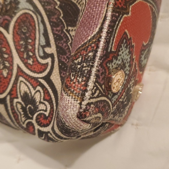 Spartina 449 Boho Linen & Leather Paisley Shoulder Bag “Daufuskie Island” - Picture 5 of 11